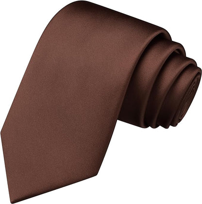 Branduce 3.15"（8cm） Mens Solid Satin Tie Pure Color Necktie for Business and Wedding + Gift Box