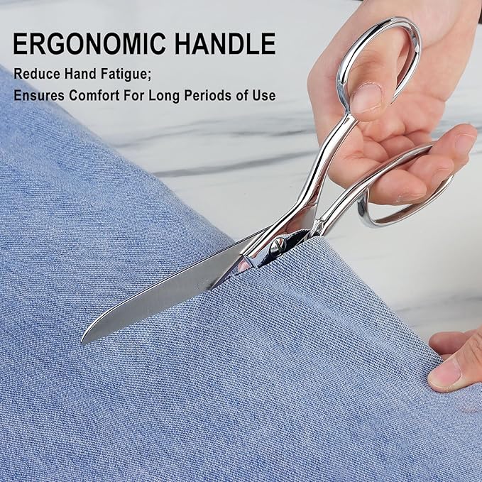 Professional Stainless Steel Fabric Scissors, 8-Inch Heavy Duty MultiPurpose Tailor Sewing Scissors for Fabric Cutting, Leather, Craft, Sharp Precision Shears Blades, Ergonomic Comfort Grip