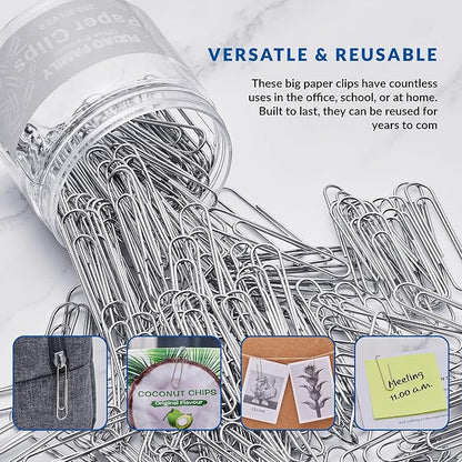 Jumbo Paper Clips, 2 Inch Paper Clip, 200 pcs Large Paperclips