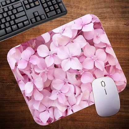 Floral Pattern Flower Mouse Pad Mat Mousepad for Desk Computer Laptop PC Gaming Home or Office Gift for Her Flowers (Pink Hydrangea MP103)