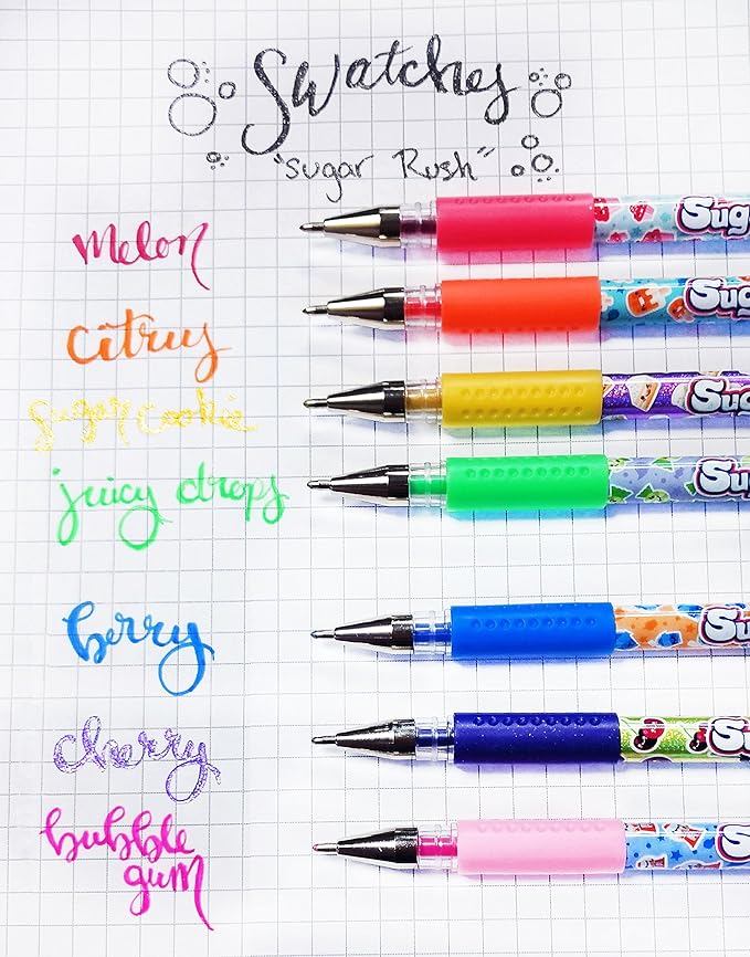 Scentos Scented Gel Pens - 24-Count - Assorted Color Pens for Kids or Adults in Sugar Rush Candy Scents - Cool Writing & Journaling Gift Idea