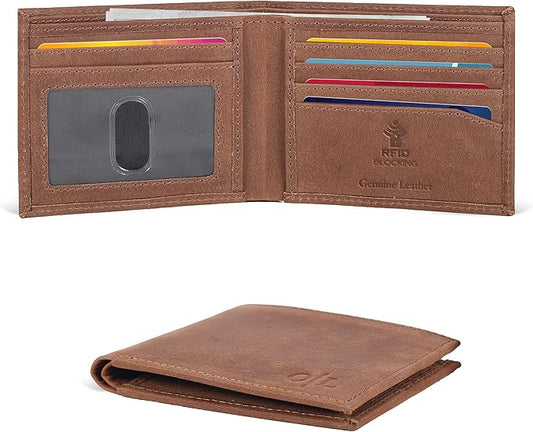 Oak Leathers Slim Leather Wallet for Men - RFID Wallets Credit Card Holder Ultra Thin Gift for Mens, Front Pocket Minimalist Design