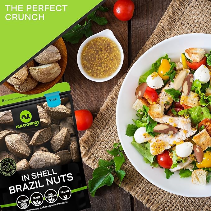NUT CRAVINGS - Raw Brazil Nuts In Shell - Whole, (32oz - 2 LB) Bulk Nuts Packed Fresh in Resealable Bag - Healthy Protein Food Snack, Food Assortments