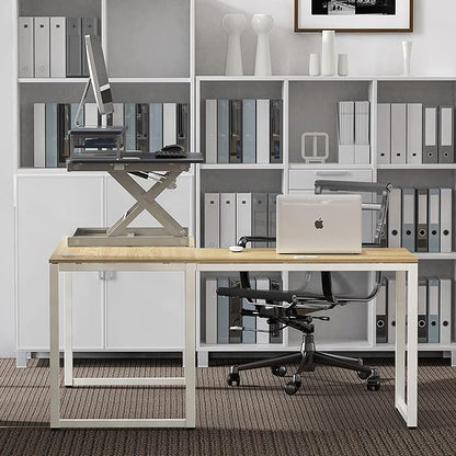 SHW 36-Inch Height Adjustable Standing Desk Converter Sit to Stand Riser Workstation, Gray