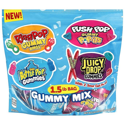 Bazooka Brands Christmas Gummy Candy Variety Pack, 52 Ct Chewy Gummy Candy Individually Wrapped in Fruity Flavors For Birthday Party Favors, Stocking Stuffers, Candy Bowls, Kids Gift