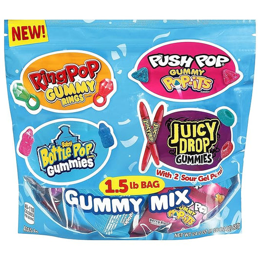 Bazooka Brands Christmas Gummy Candy Variety Pack, 52 Ct Chewy Gummy Candy Individually Wrapped in Fruity Flavors For Birthday Party Favors, Stocking Stuffers, Candy Bowls, Kids Gift