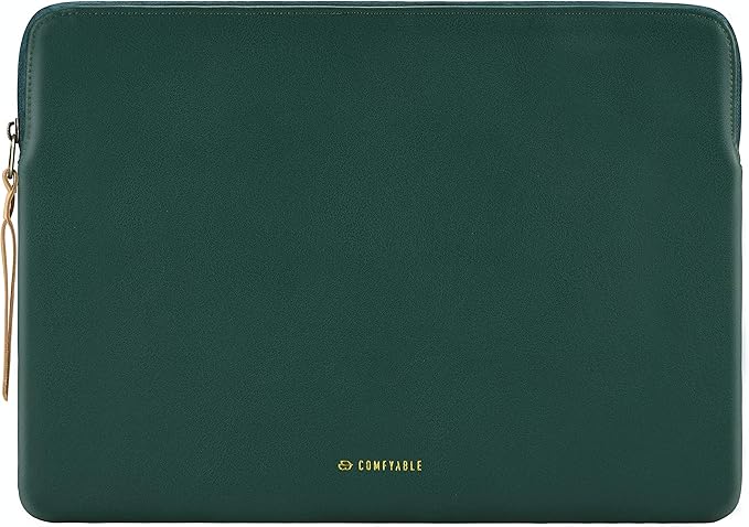Comfyable Slim Protective Laptop Sleeve 14 Inch Snugly Compatible with MacBook Pro 14-inch M4 M3 M2 M1 Pro/Max 2024, PU Leather Bag Waterproof Cover Notebook Computer Case for Mac, Green