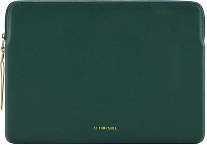 Comfyable Slim Protective Laptop Sleeve 14 Inch Snugly Compatible with MacBook Pro 14-inch M4 M3 M2 M1 Pro/Max 2024, PU Leather Bag Waterproof Cover Notebook Computer Case for Mac, Green