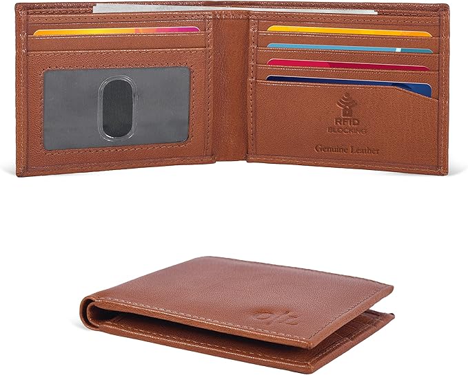 Oak Leathers Slim Leather Wallet for Men - RFID Wallets Credit Card Holder Ultra Thin Gift for Mens, Front Pocket Minimalist Design