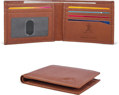 Oak Leathers Slim Leather Wallet for Men - RFID Wallets Credit Card Holder Ultra Thin Gift for Mens, Front Pocket Minimalist Design