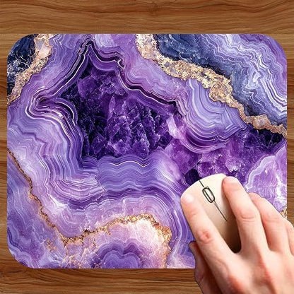 Purple Marble Agate Mouse Pad Mat Mousepad for Desk Computer Laptop PC Gaming Home or Office Gift Marbled Abstract (Amethyst MP 47)