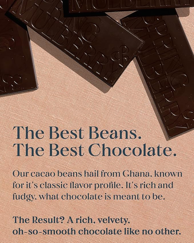 Spring & Mulberry Dark Chocolate Bars – Healthy Dark Chocolate, Date-Sweetened - Mint Leaf 12 Pack