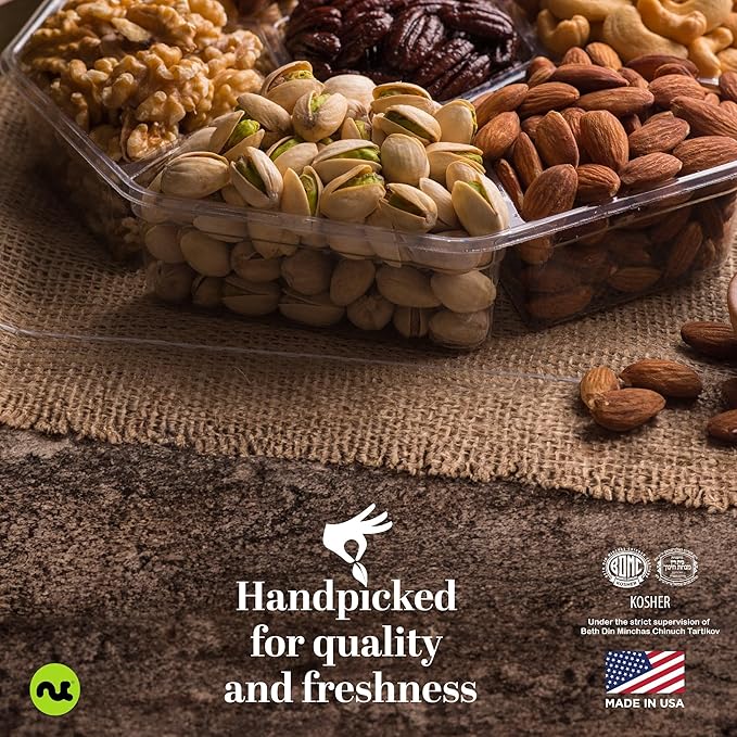 NUT CRAVINGS - Thanksgiving Mixed Nuts Gift Basket in Black Gold Box (7 Assortments, 1 LB) Holiday Xmas Christmas Food Arrangement, Healthy Snack Care Package, Food Assortments
