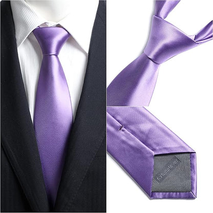 Mens Solid Satin Mens Tie With Hanky,Handmade Neckties For Men