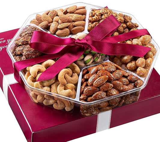 Nuts Gift Basket - Assortment of Sweet & Roasted Salted Gourmet Nuts - Assorted Food Gift Box for Birthday, Family, Sympathy, Men & Women.