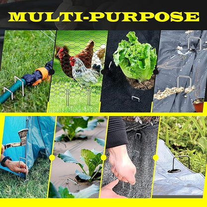 75 Pack x 10 Inch Landscape Staples Galvanised, Fabric Pins, 11 Gauge, Garden Staples, Tent Stakes, Fabric Pins for Lawn, Fence, Tent, Decoration, Weed Barrier, Outdoor. (75 x 10in)