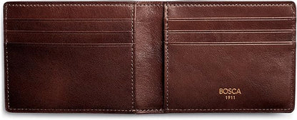 Bosca Men’s Wallet, Dolce Leather Slim Bifold Wallet, Dark Brown