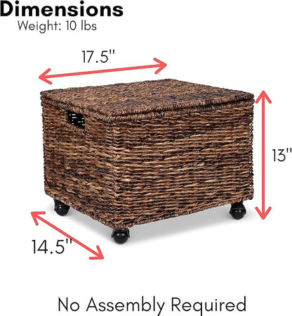 BirdRock Home Seagrass Rolling File Cabinet