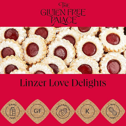Gluten Free Palace Cookie Gift Basket – Fresh Raspberry Linzer Tart Shortbread Cookies in Tin – Birthday, Corporate, Anniversary, and Thank You Gift