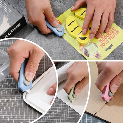 WORKPRO Ceramic Small Safety Box Cutter, Automatic Rebound Mini Letter Opener, Quick Change Retractable Blade Razor Knife, with Extra Blades