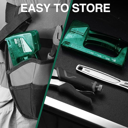 HAUSHOF Light Duty Staple Gun, Upholstery Staple Gun with 800PCS JT21 Staples and Stapler Remover, Fits JT21 Staple of 1/4'', 5/16'' & 3/8'', Used for Wood, Classroom, Crafts, DIY (Green Transparent)