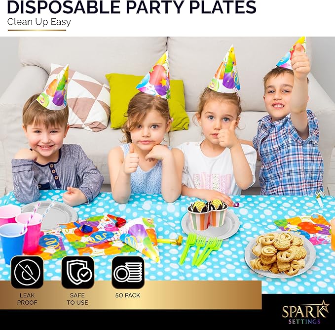 Disposable Paper Plates Silver, 6 3/4 Inches Paper Dessert Plates, Strong and Sturdy Disposable Plates for Party, Dinner, Holiday, Picnic, or Travel Party Plates, Pack of 50