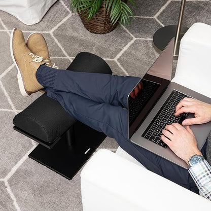 Mind Reader Foot Rest, Under Desk, Ergonomic, Hydraulic Height Adjustable, Ottoman, Office, Foam, 16.75" L x 7.5" W x 3.75" H, Black