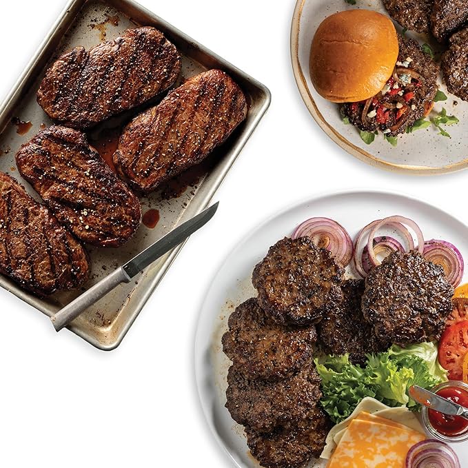 Omaha Steaks Premier Ribeye Steakhouse Gift Bundle (4 Butcher's Cut Ribeyes, 4 PureGround Delmonico Ribeye Burgers, 4 Air-Chilled Steakhouse Chicken Breasts, 4 Individual Baguettes with Garlic Butter, 4 Potatoes au Gratin, 4 Caramel Apple Tartlets, 1 j...