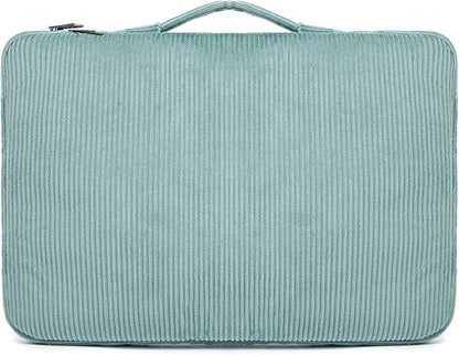 Kinmac Green Corduroy 360° Heavy Duty Protective Laptop Sleeve Case Bag Cover with Handle for MacBook Air 13 inch,iPad Pro 13 inch and 13.3 inch HP,Dell,Lenovo,Asus,Acer Laptop