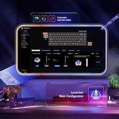 Keychron K6 HE 65% Wireless Mechanical Keyboard, 2.4GHz & Bluetooth, Gateron Double-Rail Magnetic Switch, Shine-Through PBT Keycaps, Aluminum Frame, Compatible with Windows/Mac – Black