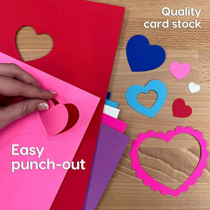 397-Piece Valentine’s Day Punch-Out Paper Craft Kit for Kids, Precut Cardstock Shapes for DIY Valentine Cards, Classroom Exchange, Gift Tags, Party Crafts & Card Making