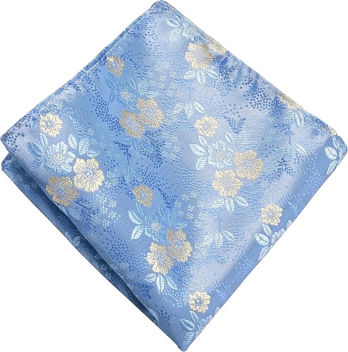 GUSLESON 3.15"（8cm） Mens Floral Tie and Lapel Pin Necktie Hankerchief Cufflinks Set for Men