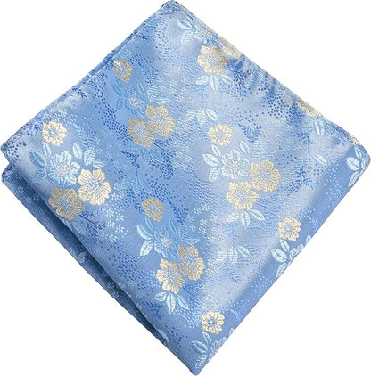 GUSLESON 3.15"（8cm） Mens Floral Tie and Lapel Pin Necktie Hankerchief Cufflinks Set for Men