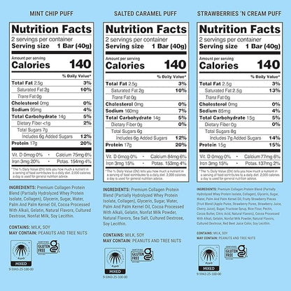 Built Bar, Puff Protein Bars, Variety Pack, Collagen, On-the-go Snacks, Breakfast Bar, Mixed Sampler, 12 Pack