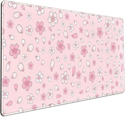 LuckyCow Pink Cherry Blossom Large Mouse Pad XXL 31.5''x15.7'', Pastel Anime Aesthetics Desk Pad Keyboard Mat Big Gaming Deskmat, Extended Mousepad Desk Accessories for Women Office Decor