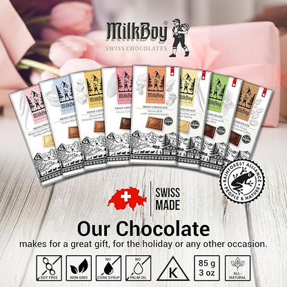 Milkboy Swiss Chocolates Dark Chocolates - 72% Cocoa, Made in Switzerland, Dairy Free, Vegan, Gluten-Free, Non-GMO, Kosher, Sustainably Farmed, European Chocolate - 3 oz, Pack 2