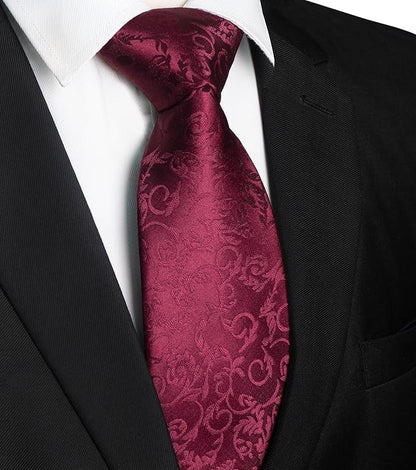 JEMYGINS Mens Floral Tie and Lapel Pin Necktie Pocket Square and Tie Clip with Sets for Business Casual 4PCS