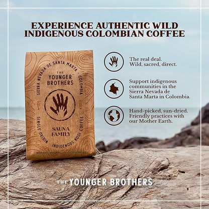The Younger Brothers Trading Co. Kogi Coffee | Indigenous Wild Grown Whole Bean | Ethically Sourced Single Origin Colombian Coffee | Kogi Sauna Family Medium Roast (12 Ounce (Pack of 5))