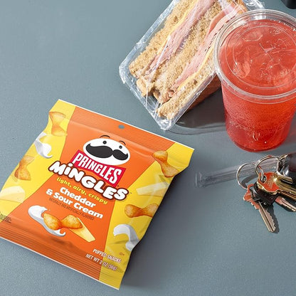 Pringles Mingles Puffed Snacks, Cheddar and Sour Cream, Cheese Puffs, Salty Snacks (6 Bags)
