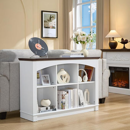 White Bookshelf, 6-Cube Bookcase and Kids Bookshelf, Wooden Storage Cabinet with Cube Organizer, Modern Book Shelf for Bedroom Furniture, Living Room, Office Storage, Toy Organizer, Display Cabinet