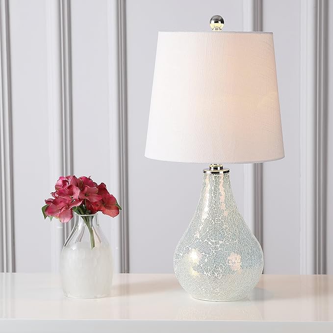 JONATHAN Y JYL1024B Mona 20.5" Mini LED Table Lamp, Modern, Contemporary, Elegant, Office, Living Room, Family Room, Dining Room, Bedroom, Hallway, Foyer, Mosaic White