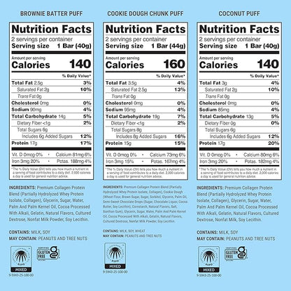 Built Bar, Puff Protein Bars, Variety Pack, Collagen, On-the-go Snacks, Breakfast Bar, Mixed Sampler, 12 Pack