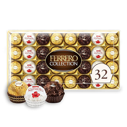 Ferrero Collection, Premium Assorted Hazelnut, Dark Chocolate and Coconut, 32 Count Holiday Gift Box, 12.7 oz