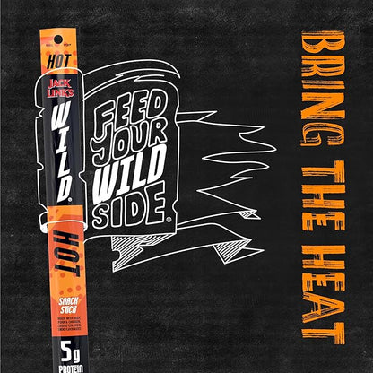 Jack Link's WILD Snack Sticks, Hot Spicy - Protein Snack Sticks with 5g of Protein per Serving, Great Stocking Stuffers and Gifts, Keto Friendly, Individually Wrapped - 1.0 Oz. (Pack of 20)