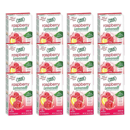True Citrus Raspberry Flavored Lemonade Drink Mix, Non GMO, 10 Counts, 1.06 Ounces (Pack Of 12)