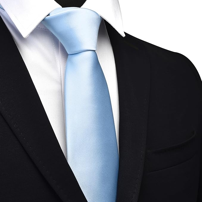 Branduce 3.15"（8cm） Mens Solid Satin Tie Pure Color Necktie for Business and Wedding + Gift Box