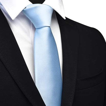 Branduce 3.15"（8cm） Mens Solid Satin Tie Pure Color Necktie for Business and Wedding + Gift Box