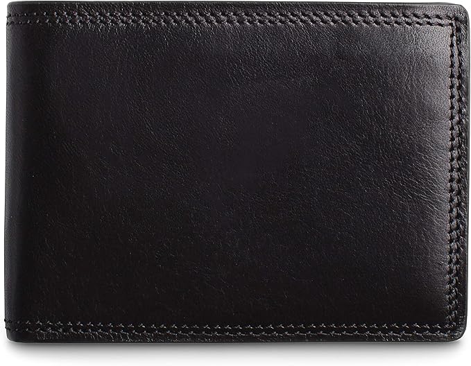 Bosca Men’s Wallet, Dolce Leather Slim Bifold Wallet, Black