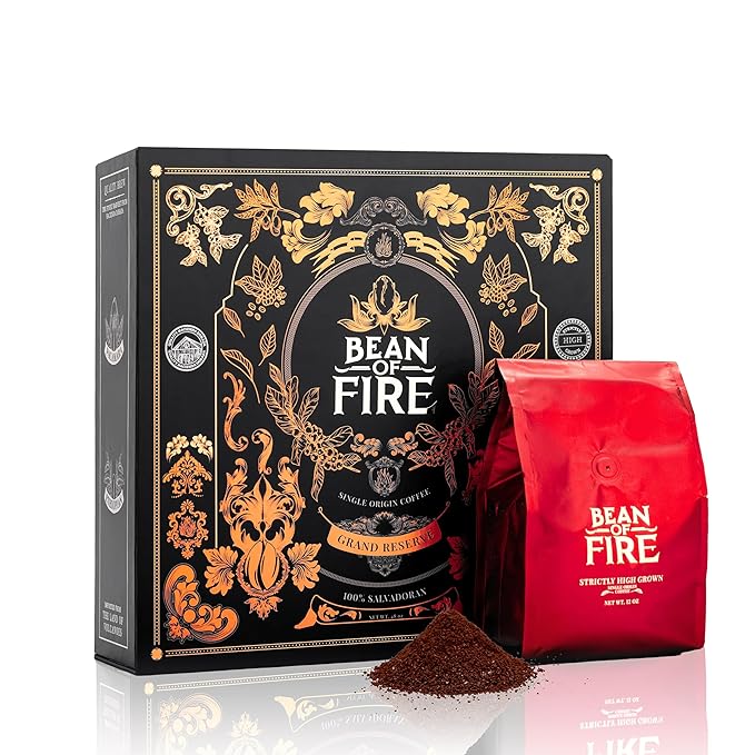 Bean of Fire Exotic Variety Box - Medium Roast Specialty Ground Coffee Gift Set, 4 Premium Single-Origin Coffees from El Salvador, Luxury Gourmet Coffee, 48 oz