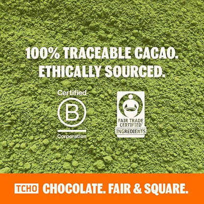 TCHO Perfect Matcha Chocolate Bar 10 Pack - Organic Oat Milk Chocolate with Matcha Shell and Strawberry Filling - Plant-Based Non-GMO Matcha Snacks